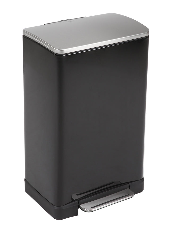 EKO E-Cube Tretmülleimer 40L Metall (34.5 x 40.3 x 65 cm, Dämpfer-System, Fingerabdruck frei, Stay-O