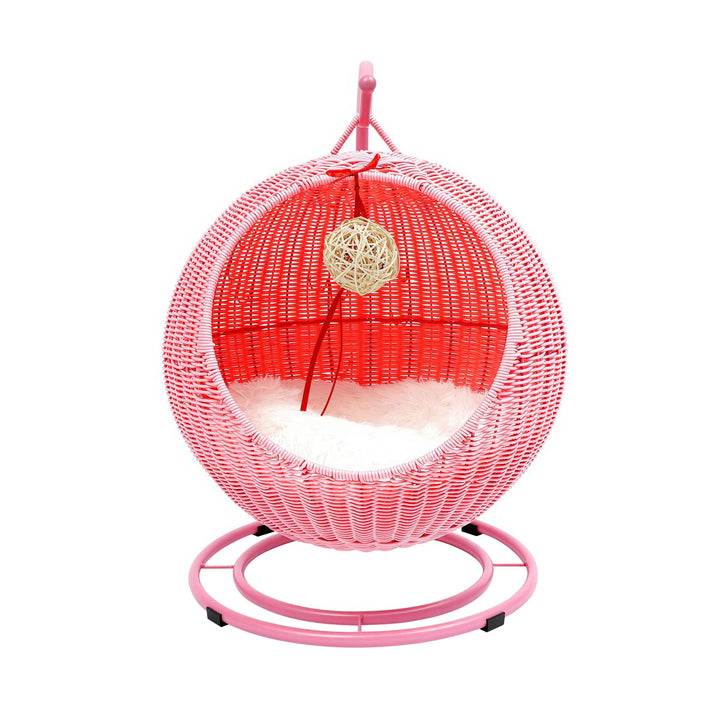 Katzenbett Katzen-Schaukel Katzenstuhl für drinnen Katzenkorb mit Weiches Kissen+Katzenspielball+Kra