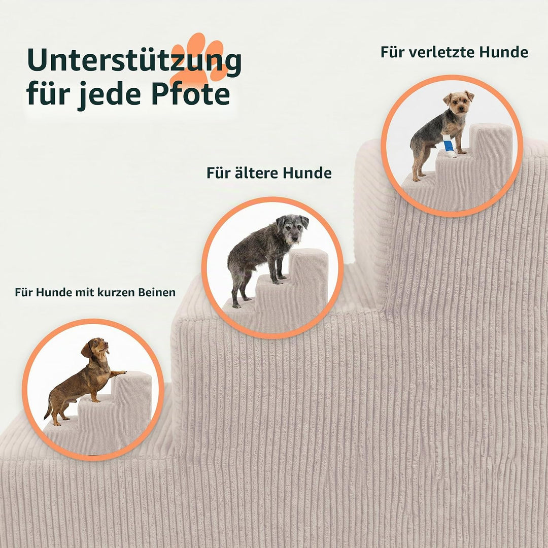 murando Hundetreppe für kleine Hunde mit 3 Stufen – Haustiertreppe, 30 cm hoch, für Bett und Sofa –