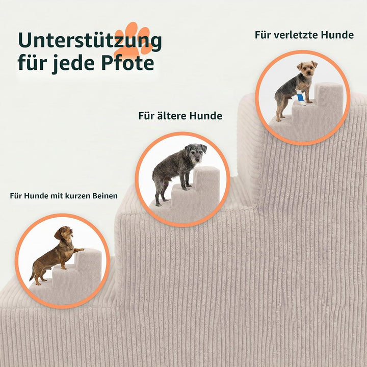 murando Hundetreppe für kleine Hunde mit 3 Stufen – Haustiertreppe, 30 cm hoch, für Bett und Sofa –