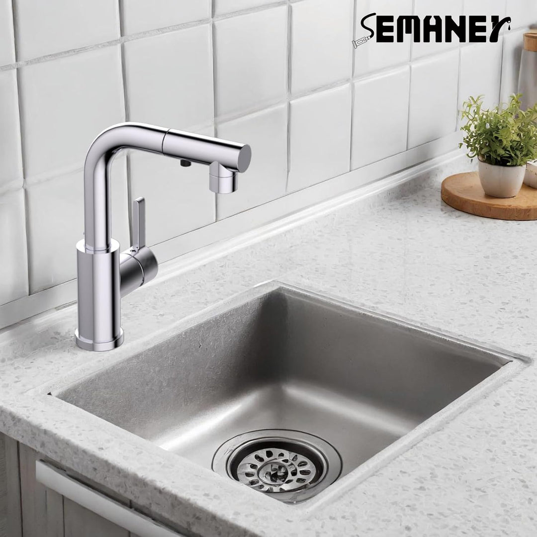 Wasserhahn Küche, SEMANEY Hochdruck Küchenarmatur Ausziehbar, Einhand Spültischarmatur Küche mit Zwe