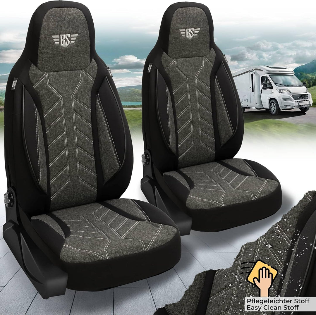 BREMER SITZBEZÜGE Wohnmobil Schonbezüge für FIAT Ducato Jumper Boxer PLKT204 PLKT204 - Schwarz/Anthr