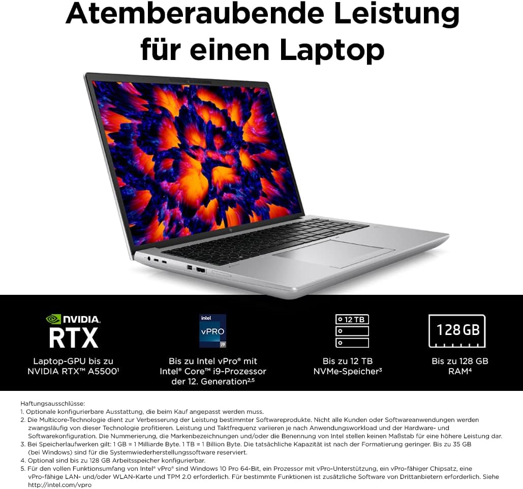 HP ZBook Fury 16 G9 Mobile Workstation Laptop | 16" IPS WUXGA-Bildschirm | Intel Core i7-12800HX | 1