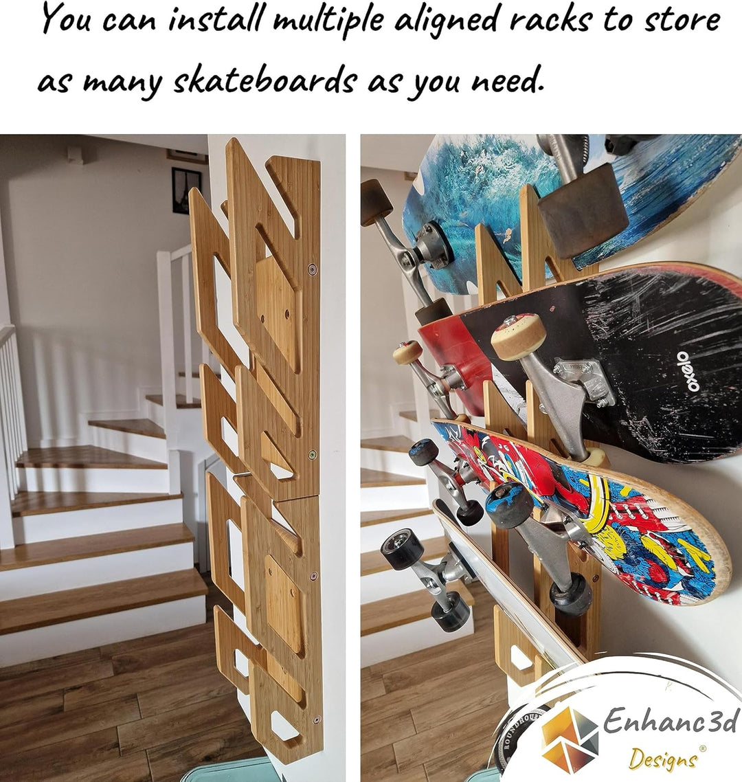 Enhanc3d Designs Skate Wandhalterung Bambus für 2 Skates
