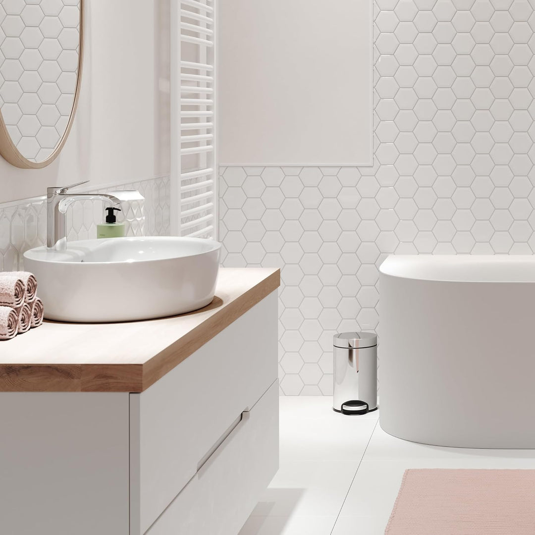 hansgrohe AddStoris - Badezimmer Mülleimer, Mülleimer Bad mit 3 l Fassungsvermögen, Kosmetikeimer, T