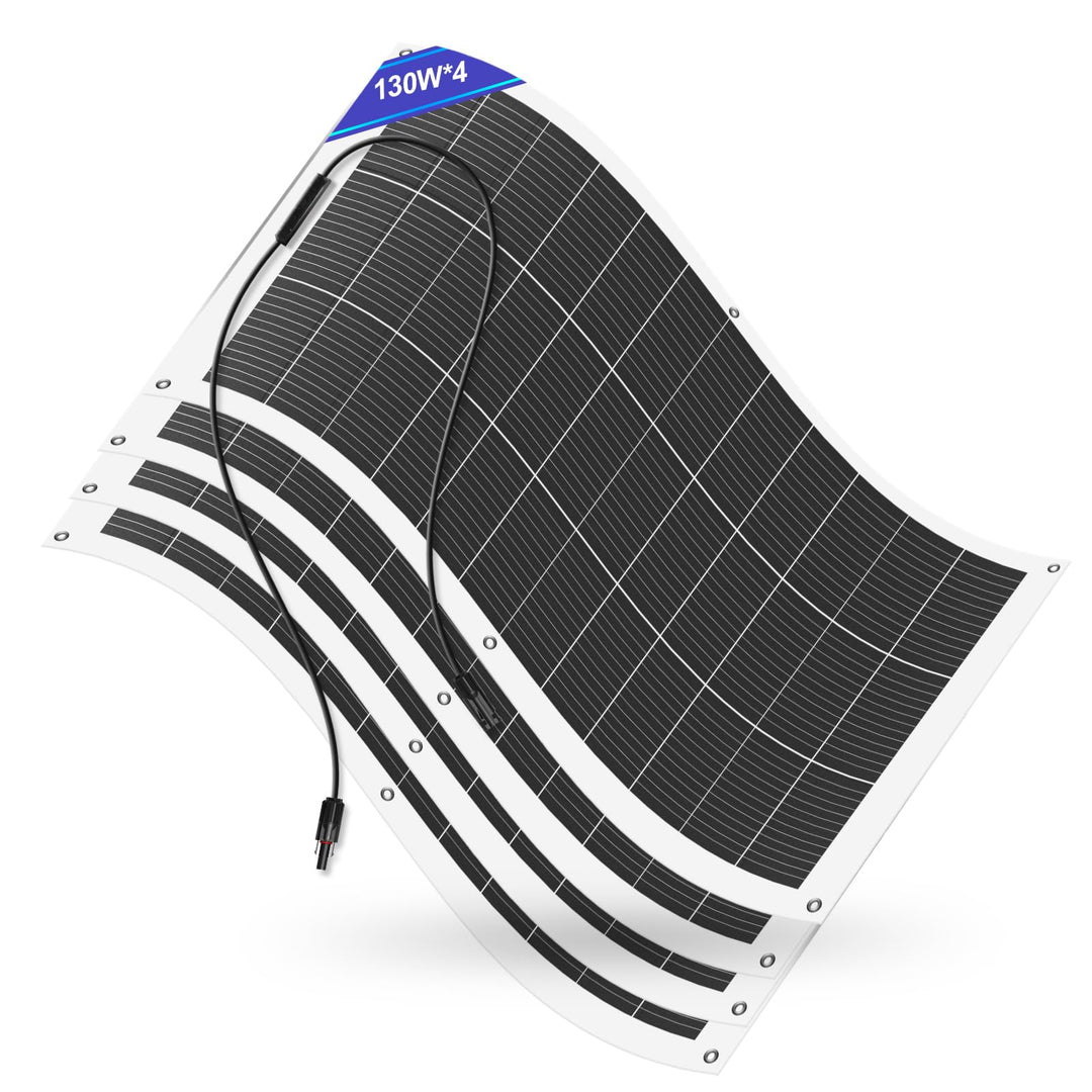 ECO-WORTHY 520 Watt 12V(4 Stücke 130W) Solarpanel Flexibles Faltbar Solarmodul für Wohnmobil Camping