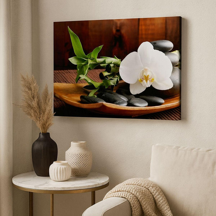 Bilder auf Leinwand 100x70cm Leinwandbild Bambus Schönheit Dekoration Blume Gross Wanddeko Bild Schl