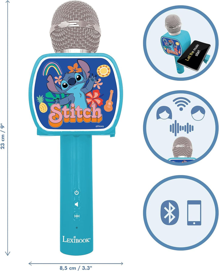 Lexibook, Disney Stitch, Bluetooth®-Mikrofon mit Stimmveränderungsfunktion, integrierter Lautspreche