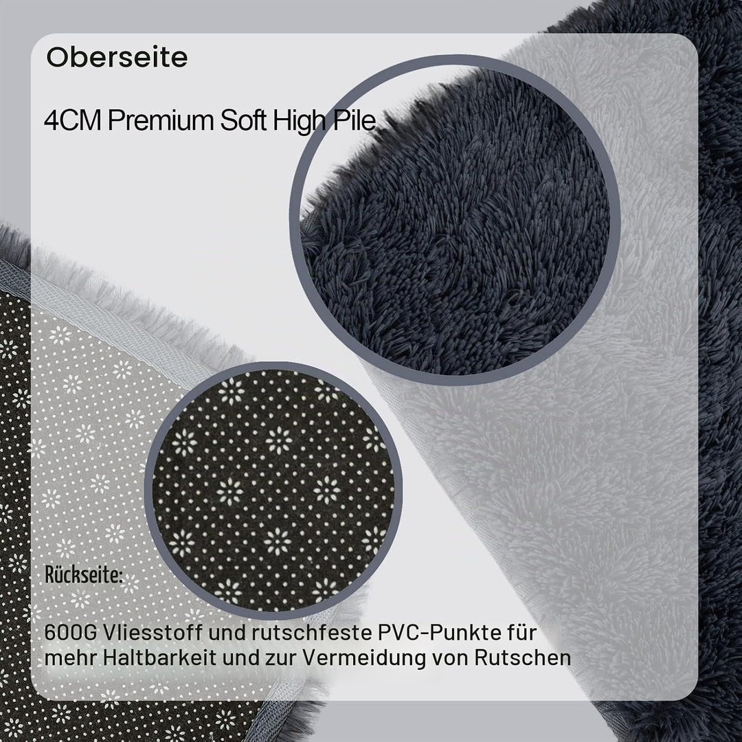 CHOSHOME Teppich Schlafzimmer Moderner Flauschiger Teppiche Anti-Rutsch Unterseite, Waschbarer Teppi