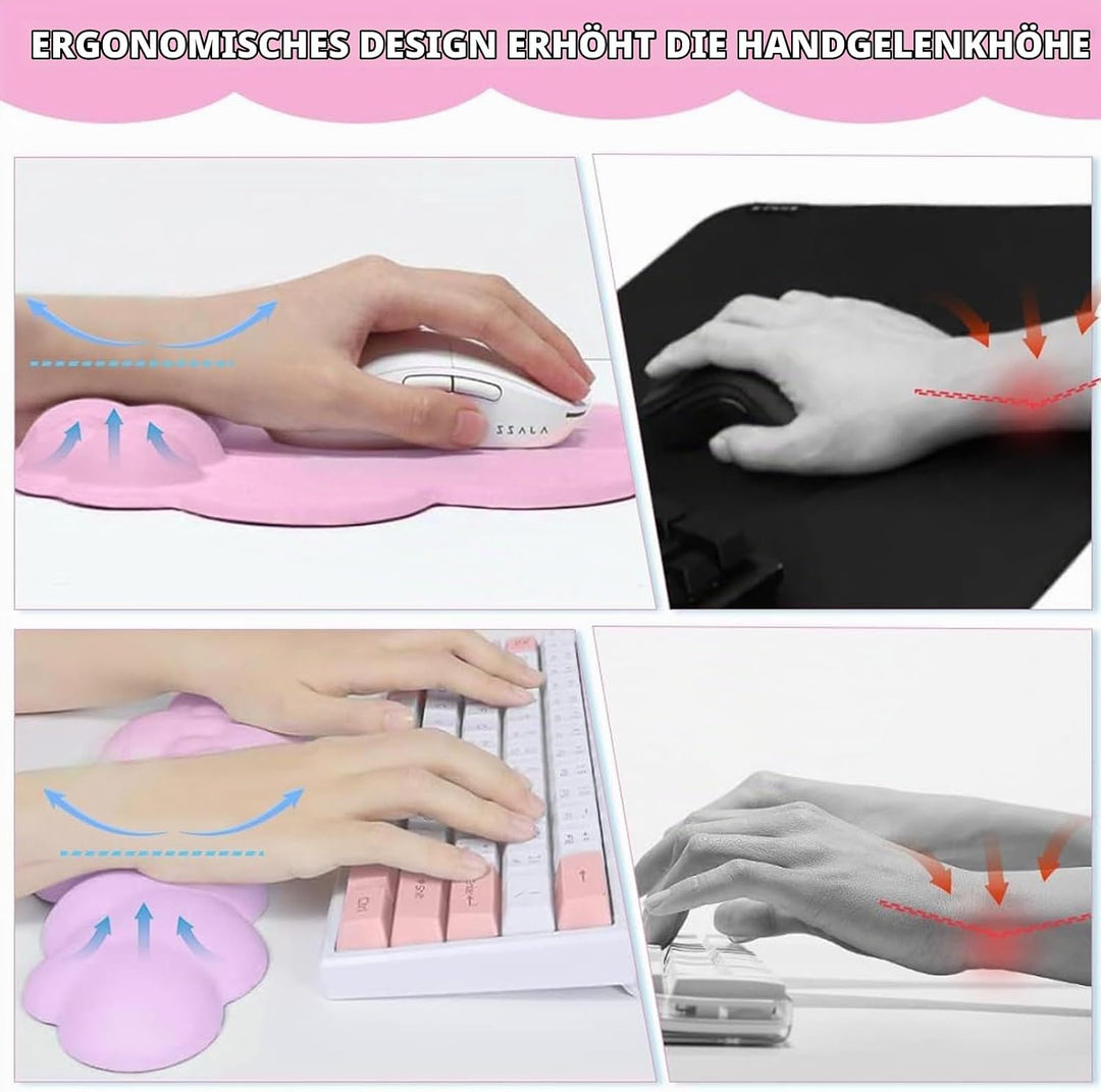 Delmkin Wolken Mauspad mit Handgelenkauflage Set Ergonomisch Mousepad Handgelenkstütze Tastatur Hand