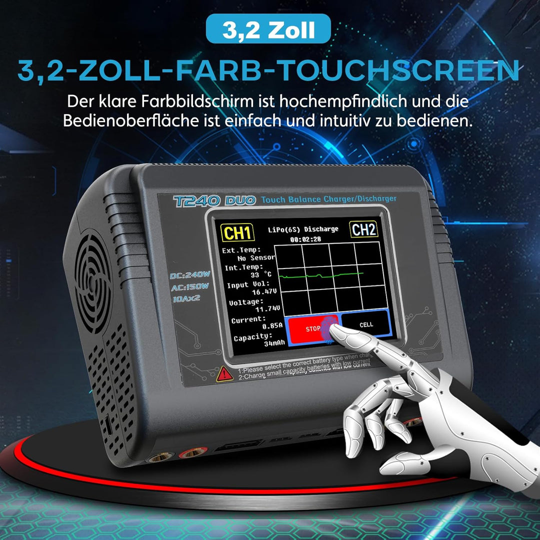 HTRC T240 DUO RC Balance Ladegerät/Entlader für Lilon LiPo LiFe LiHV NiCd NiMH PB Smart Batterie Dua