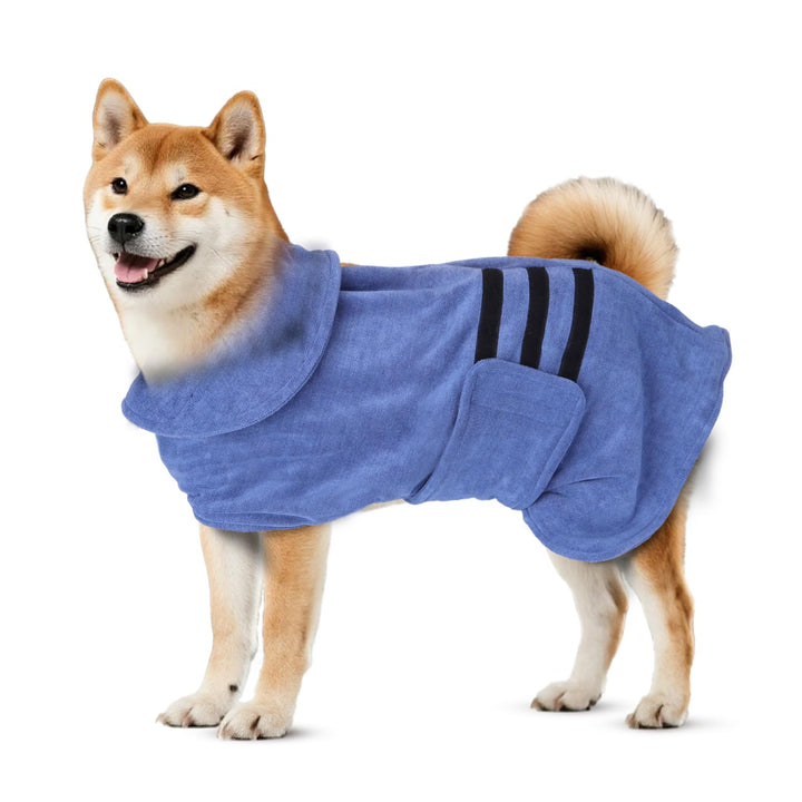 Nobleza Hundebademantel Mikrofaser mit Klettverschluss,Super saugfähig und schnell trocknend,Bademan