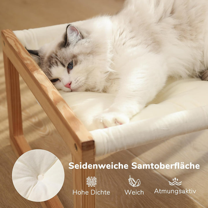 FUKUMARU Katzenbett, Plüsch-Samt-Katzenbetten für Indoor-Katzen, Katzenhängematte aus Holz, 50,8 x 4