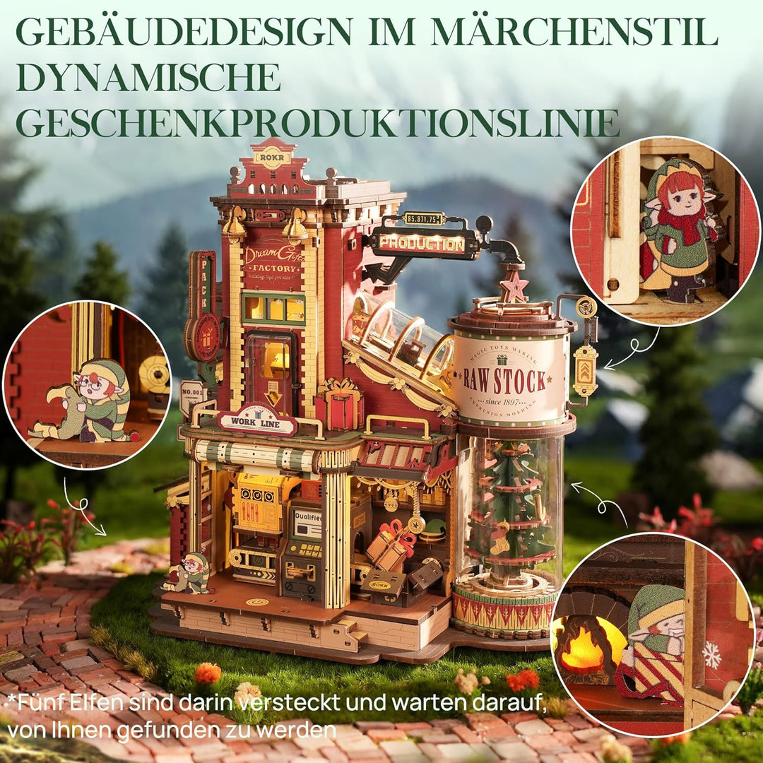 ROKR 3D Puzzle Holz Traumgeschenkfabrik, 3D Holzpuzzle Erwachsene Mechanisch, Musik-Modellbausätze f