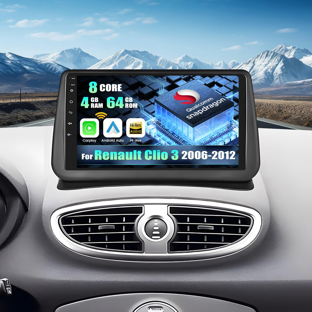 CAMECHO Android 15 Qualcomm Octa Core 4G+64G Autoradio für Renault Clio 3 2006-2012 mit Carplay Andr