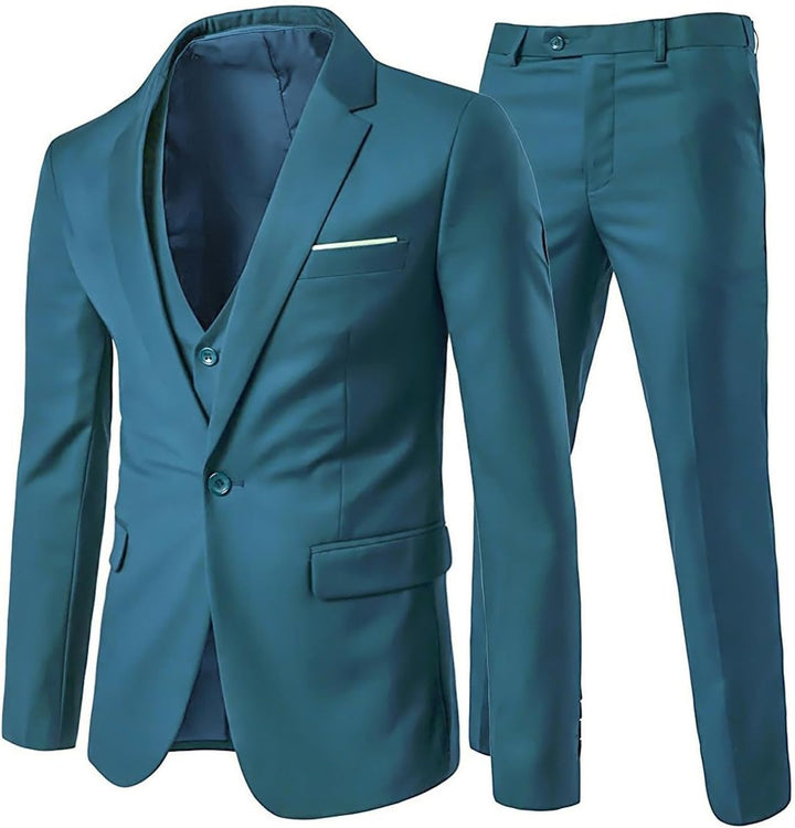 Anzug Herren Slim Fit 3 Teilig Anzüge Herrenanzug Sakko für Hochzeit Business XS Blau, XS Blau