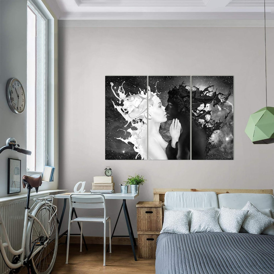 Runa Art Wandbilder Milk und Coffee Bild XXL Wohnzimmer Schlafzimmer Schwarz Weiss Abstrakt 120 x 80