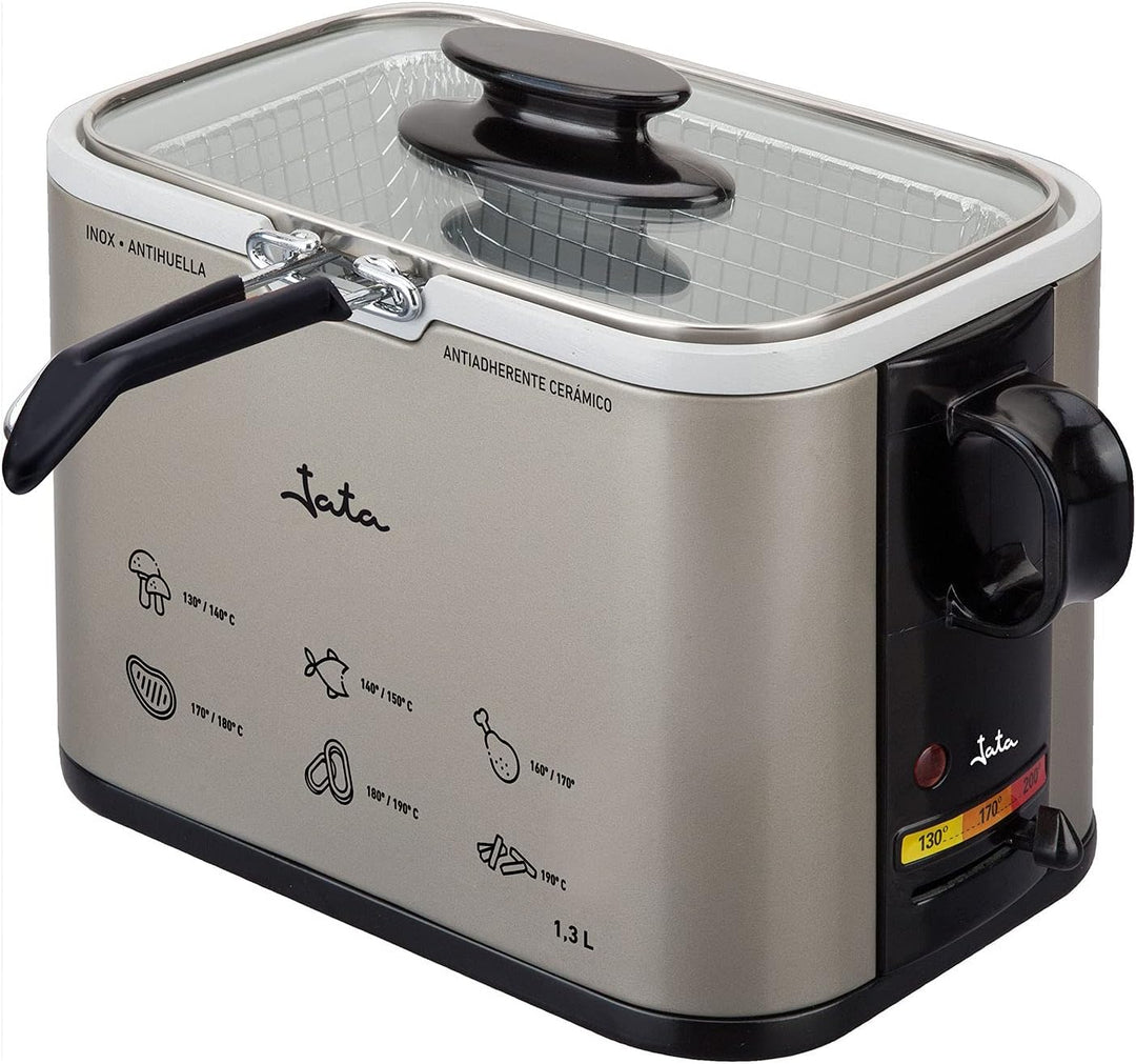 Jata - FR326E - Friteuse, 1000 watts, Couleurs Noir / Argent, 1.3L, Schwarz / Silberfarben