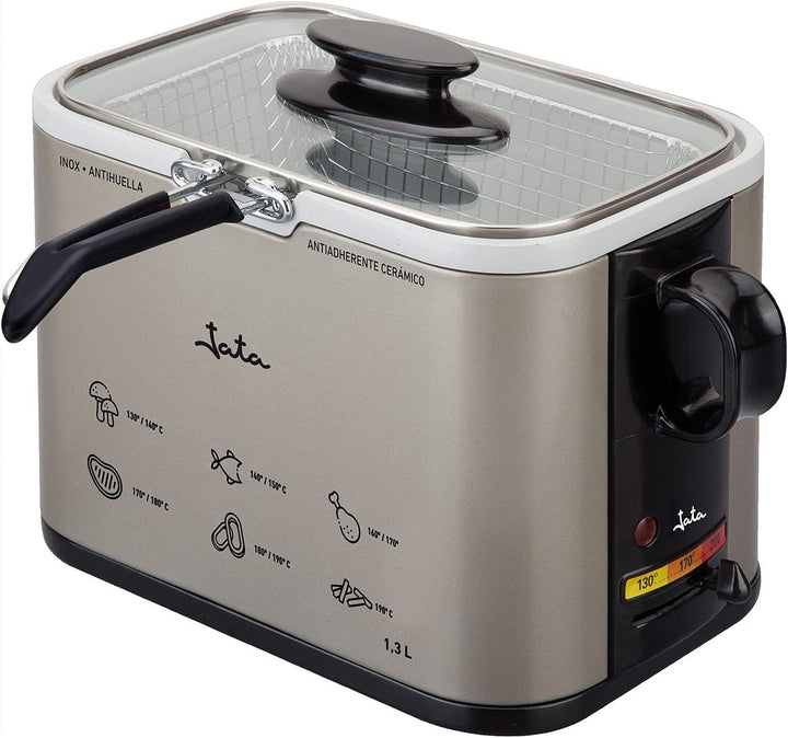 Jata - FR326E - Friteuse, 1000 watts, Couleurs Noir / Argent, 1.3L, Schwarz / Silberfarben