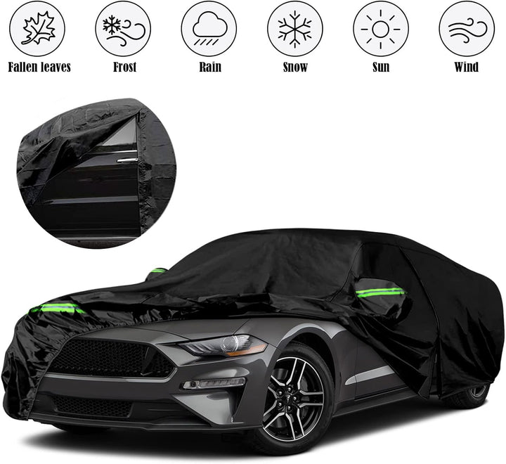 wasserdichte Autoabdeckung Kompatibel mit Ford Mustang 2005-2023, Allwetter Autoabdeckungen mit Reis