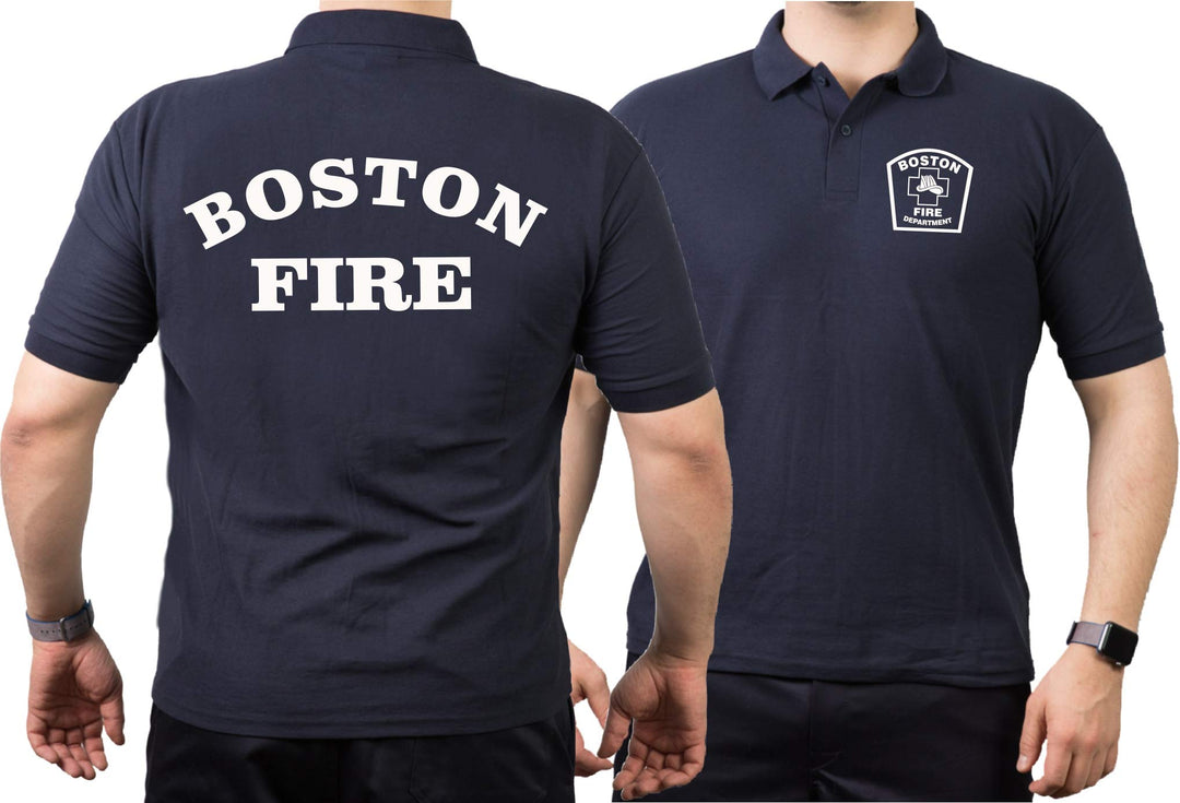 feuer1 Poloshirt Navy, Boston Fire Department - Workshirt XL, XL