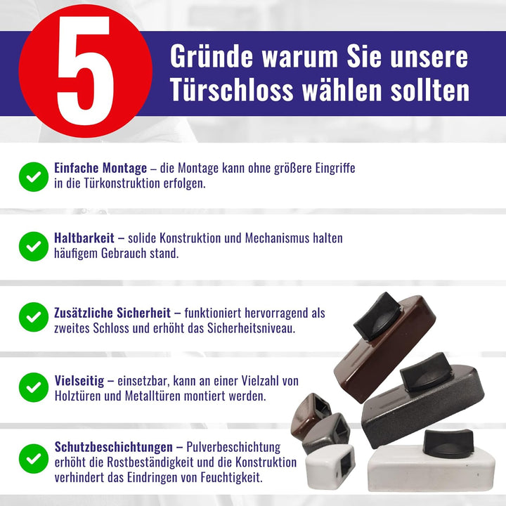 Chle-Mar - Zusatzschloss für Wohnungstür & Haustür (in Graphit) | Kastenschloss aus pulverbeschichte