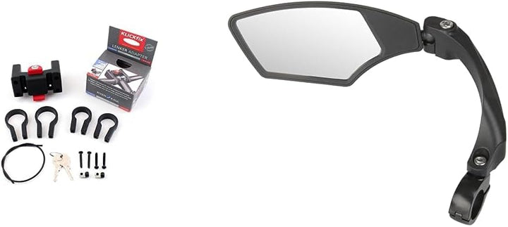 KLICKfix Zubehör Lenkeradapter mit Schloss, Schwarz, One Size Bundle mit Fahrradspiegel, Bundle mit