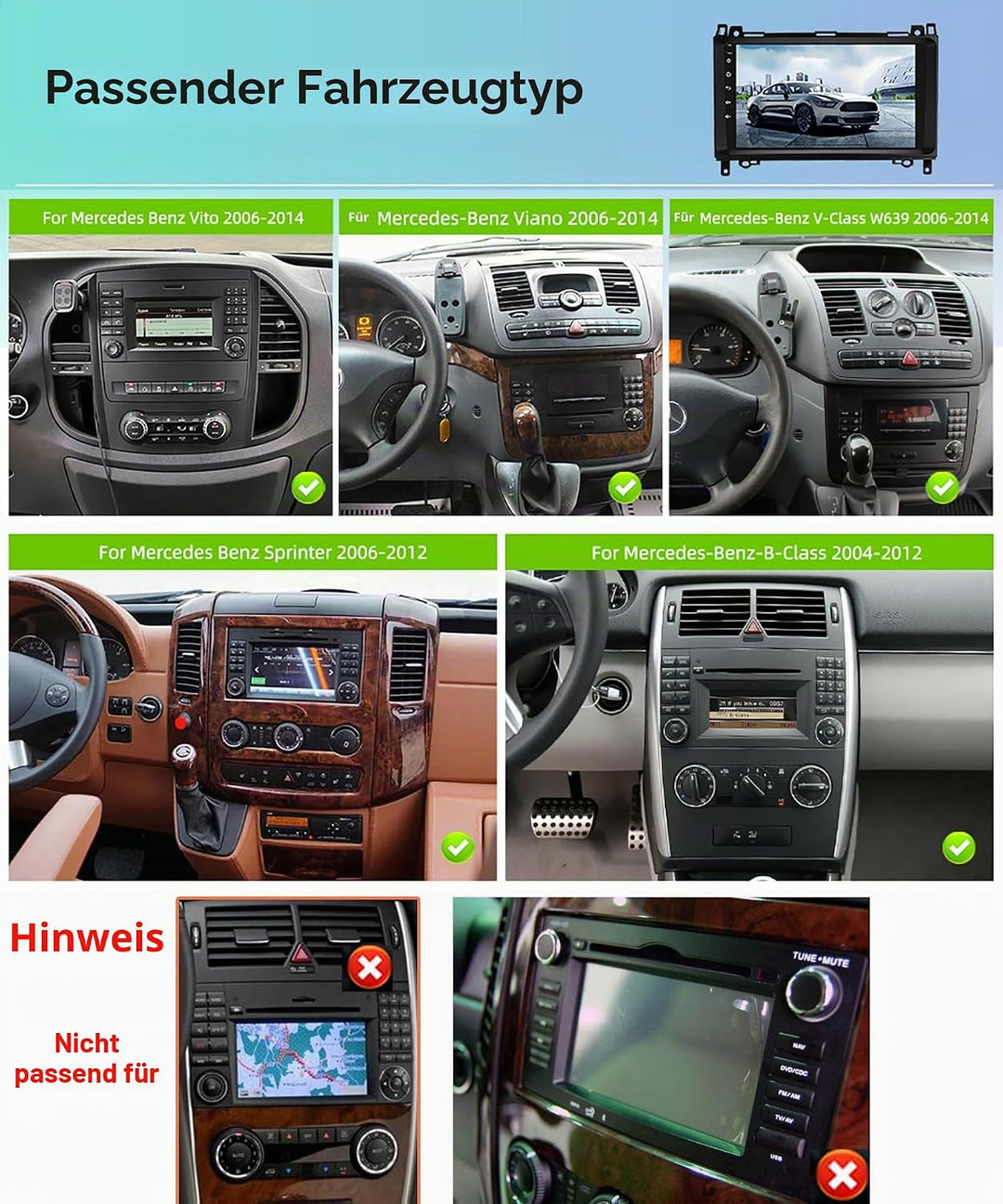 8 Core 4G+64G DAB+ Android Autoradio für Mercedes Benz A/B Class W169 W245 B200 W639 Vito Viano W906