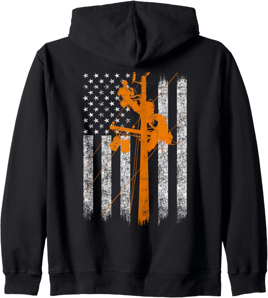 Silhouette American Flag Lineman Electrician Kapuzenjacke