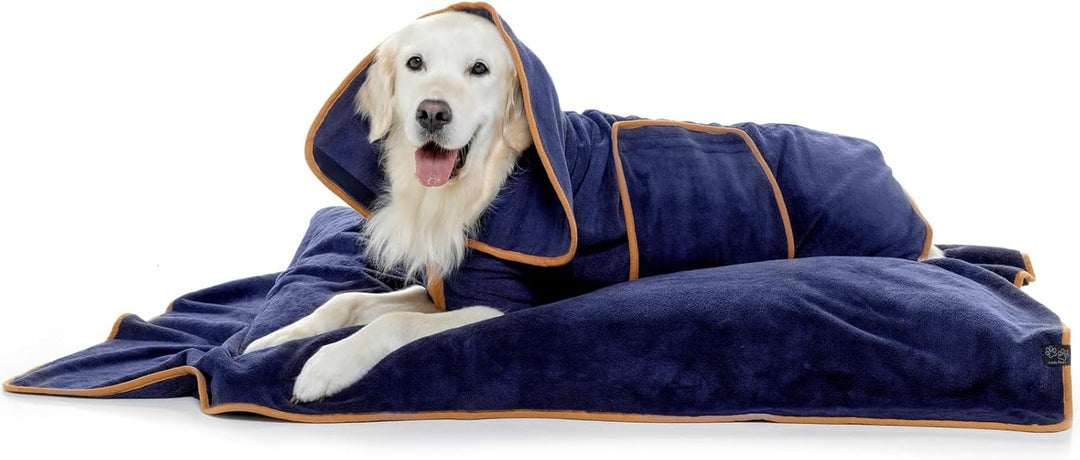 Lucky Paws® Hundehandtuch - luxuriöse 600g/m,140x80cm XL Hundehandtuch extra saugfähig - trocknet sc