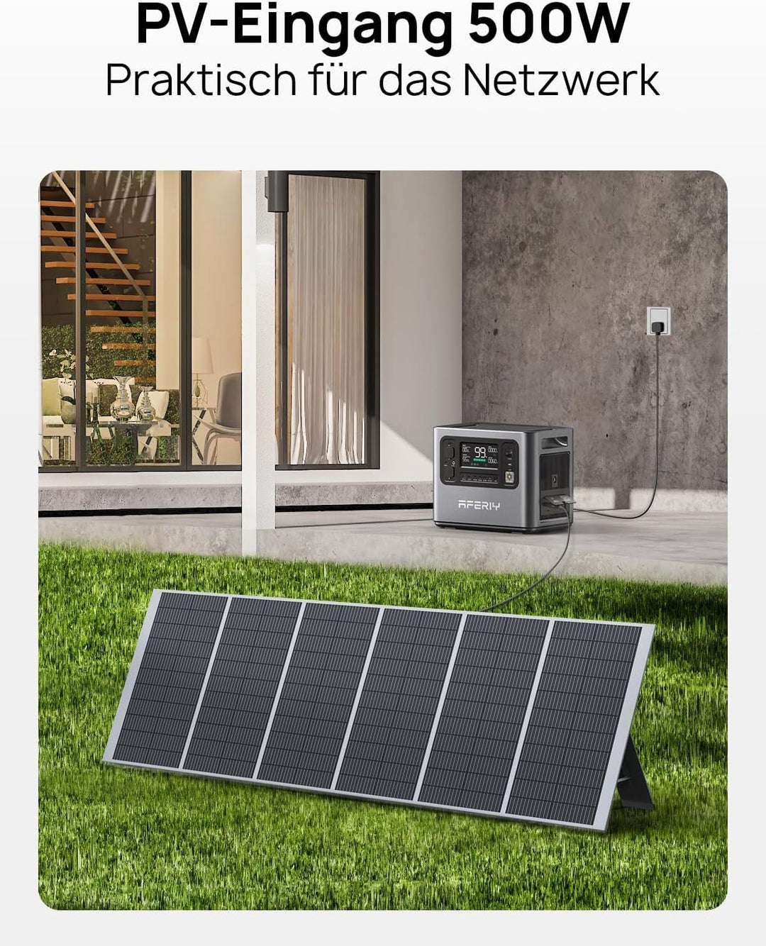 AFERIY 2400W2048Wh Solargenerator mit 200W Solarpanel, 1,5Std Schnellladung | Tragbare Powerstation,
