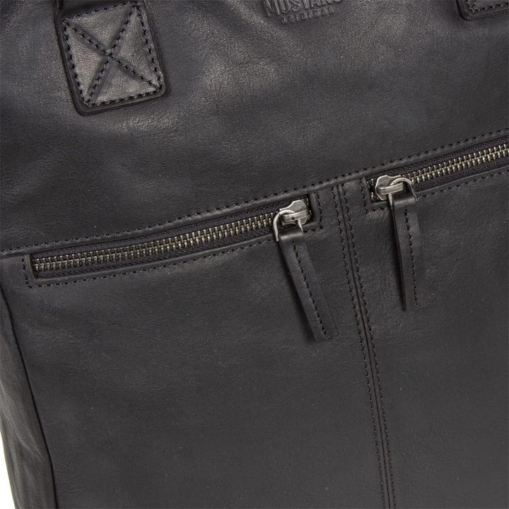 Mustang Memphis Leder Umhängetasche Shopper Schwarz
