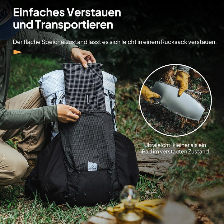 Thous Winds Faltbare Feuerschale Outdoor, mit Grillrost und Aufbewahrungstasche, Ultraleicht, Tragba