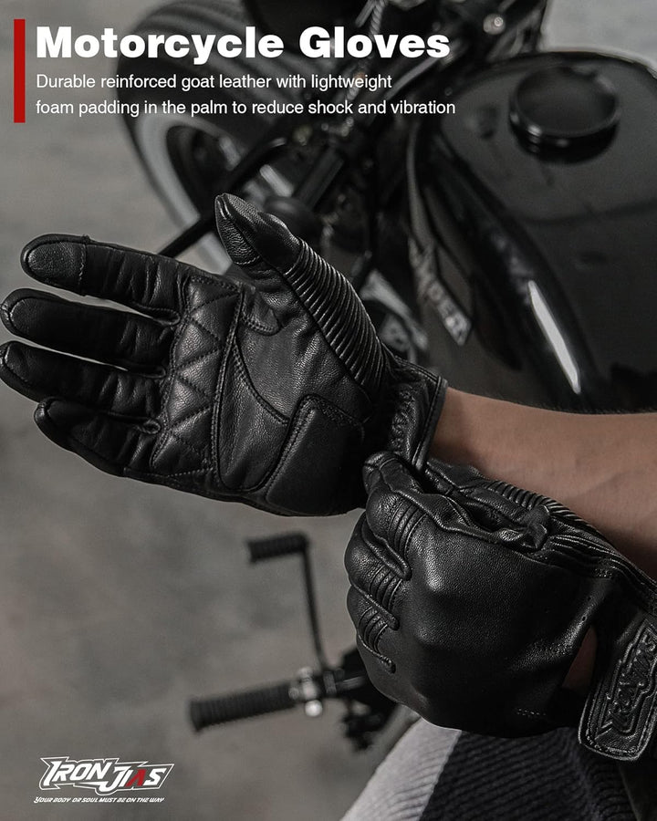 Grapelet Motorradhandschuhe aus Leder, Touchscreen-Motorradhandschuhe mit Knöchelschutz aus PU-Mater