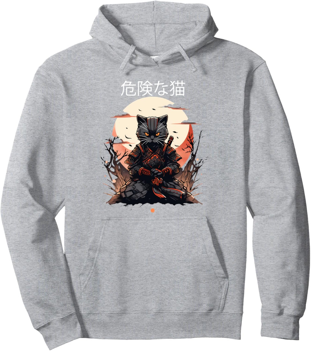Cat Ukiyo-e Japanese Cat Japan Style Anime Ninja Cat Pullover Hoodie