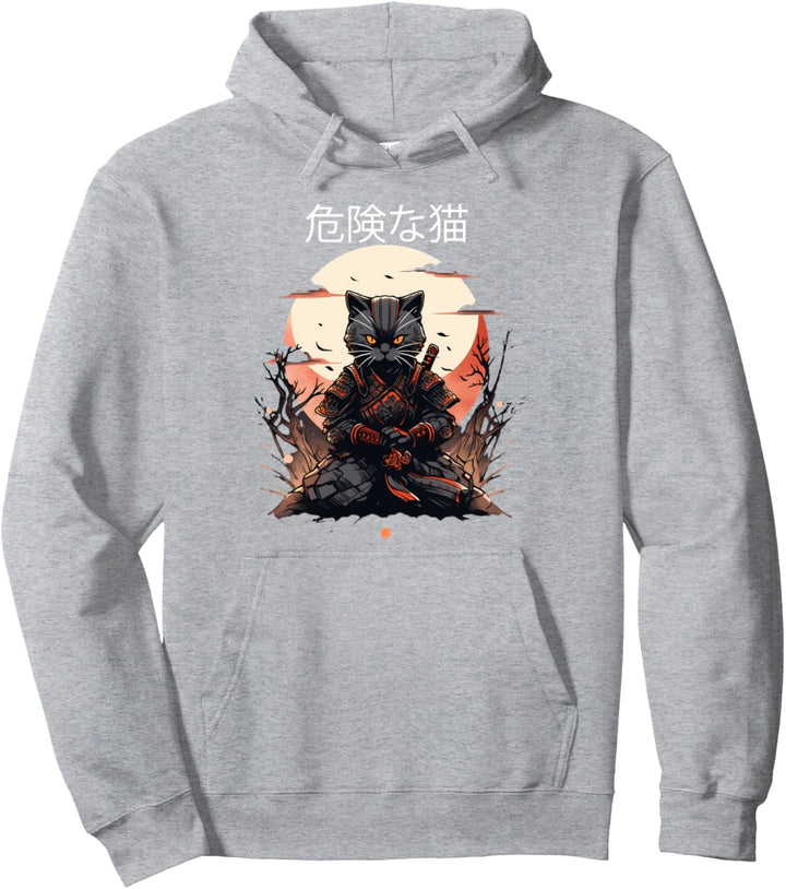 Cat Ukiyo-e Japanese Cat Japan Style Anime Ninja Cat Pullover Hoodie