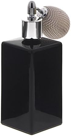 Schwarzer Glas-Flakon mit silberner Ballpumpe, 100ml Kosmetex Parfüm-Zerstäuber, leer, Ballp. Silber
