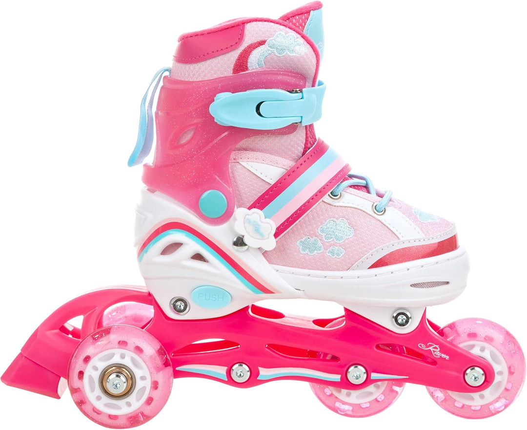 RAVEN 4in1 Inline Skates Triskates Rollschuhe Schlittschuhe Inliner für Kinder Mädchen verstellbar G