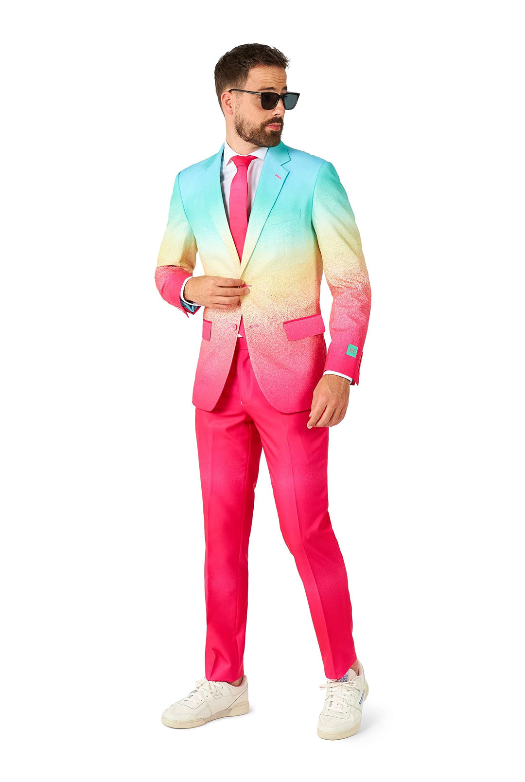 OppoSuits Modisch Party Einfarbige Anzüge für Herren - Mit Jackett, Hose und Krawatte, 46 Funky Fade