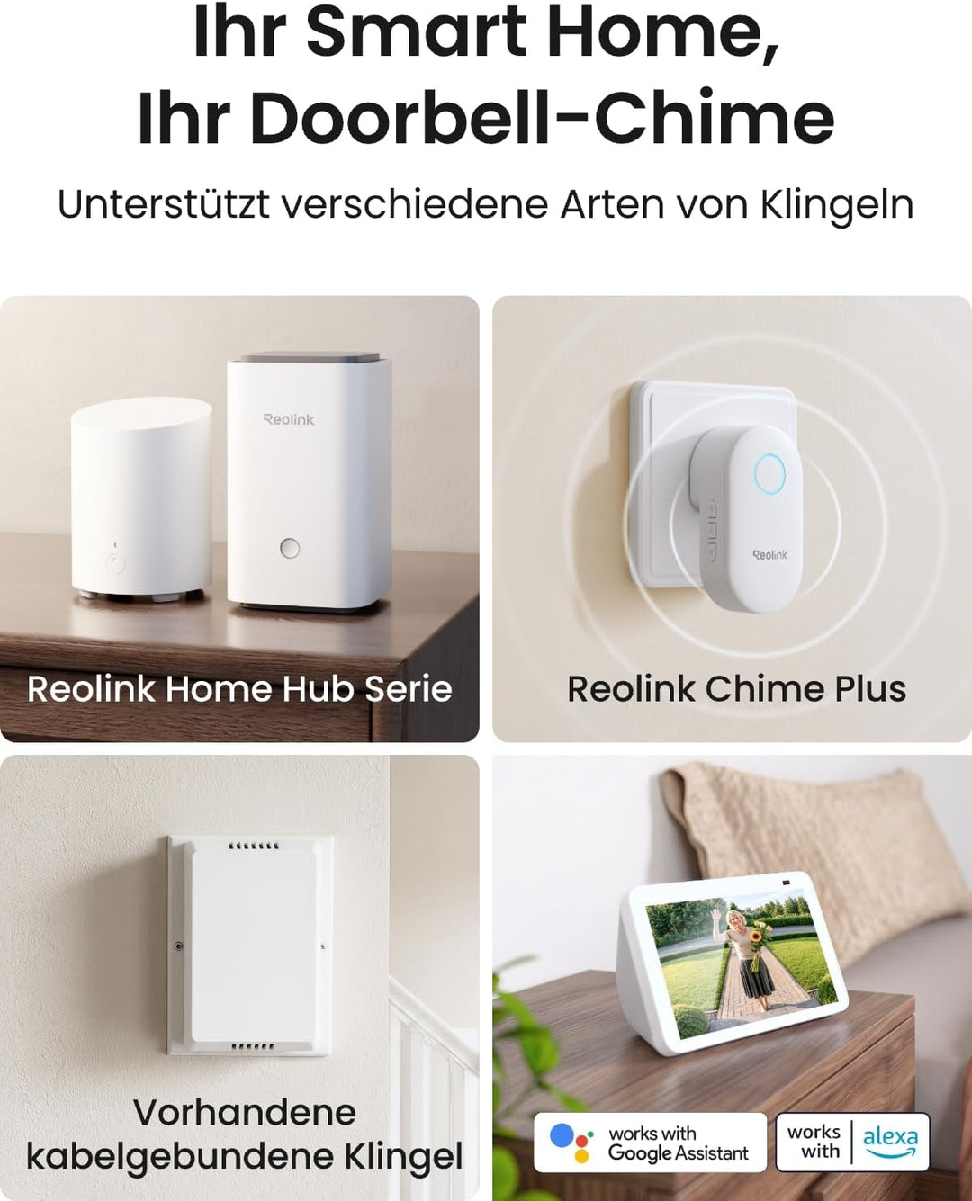 Reolink Video Doorbell (2. Gen), 2K 4MP Akku Türklingel mit Kamera, 1:1 Kopf‑Fuss‑Ansicht, Kabellose