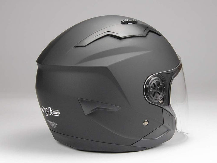 BNO Jethelm mit Langvisier Jet300 Motorradhelm Roller Helm Schutzhelm Matt Schwarz (S-XXL) (S), S