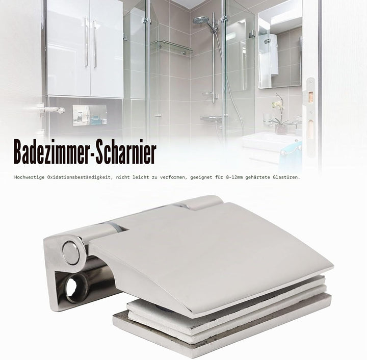Glastürscharnier, Edelstahl Geneigte Einseitige Scharniere Rahmenlose Duschtürscharniere für gehärte