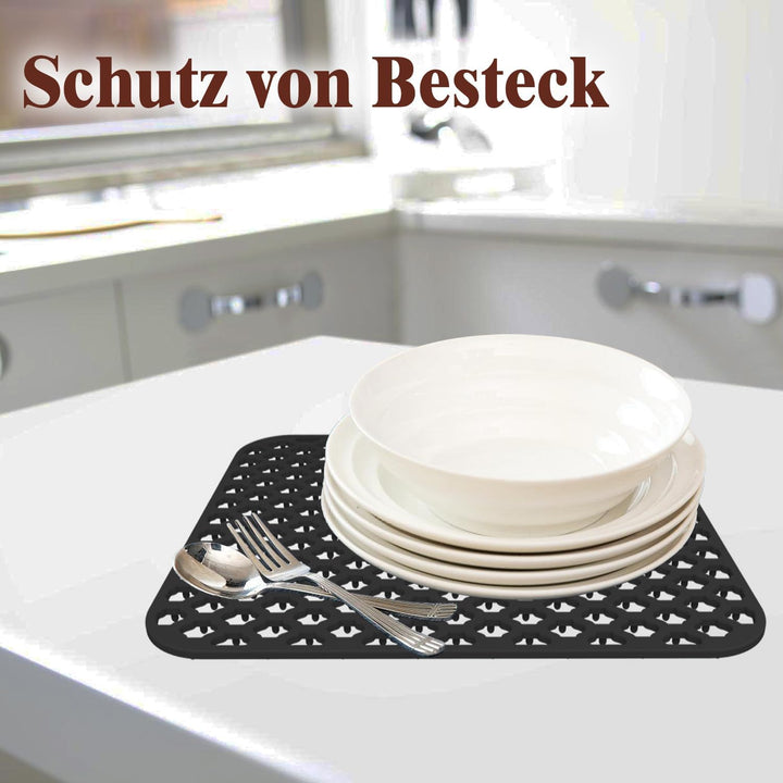 Silikon SpüLbeckeneinlage, Zusammenklappbar rutschfeste SpüLbeckenmatte Silikon 34x29 cm (Schwarzes