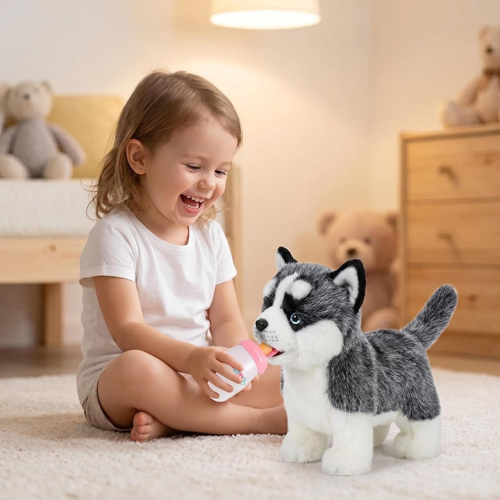 Elektronisches Hundespielzeug mit sibirischem Husky, realistisch, interaktiv, Welpen, Haustier, Spaz