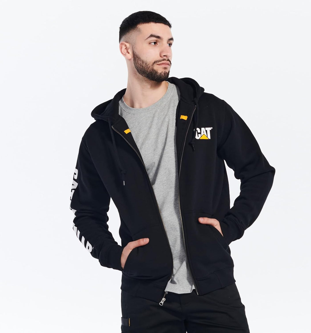 CAT Herren Caterpillar Full Zip Hooded Sweatshirt Sweatshirt (1er Pack) L Schwarz, L Schwarz