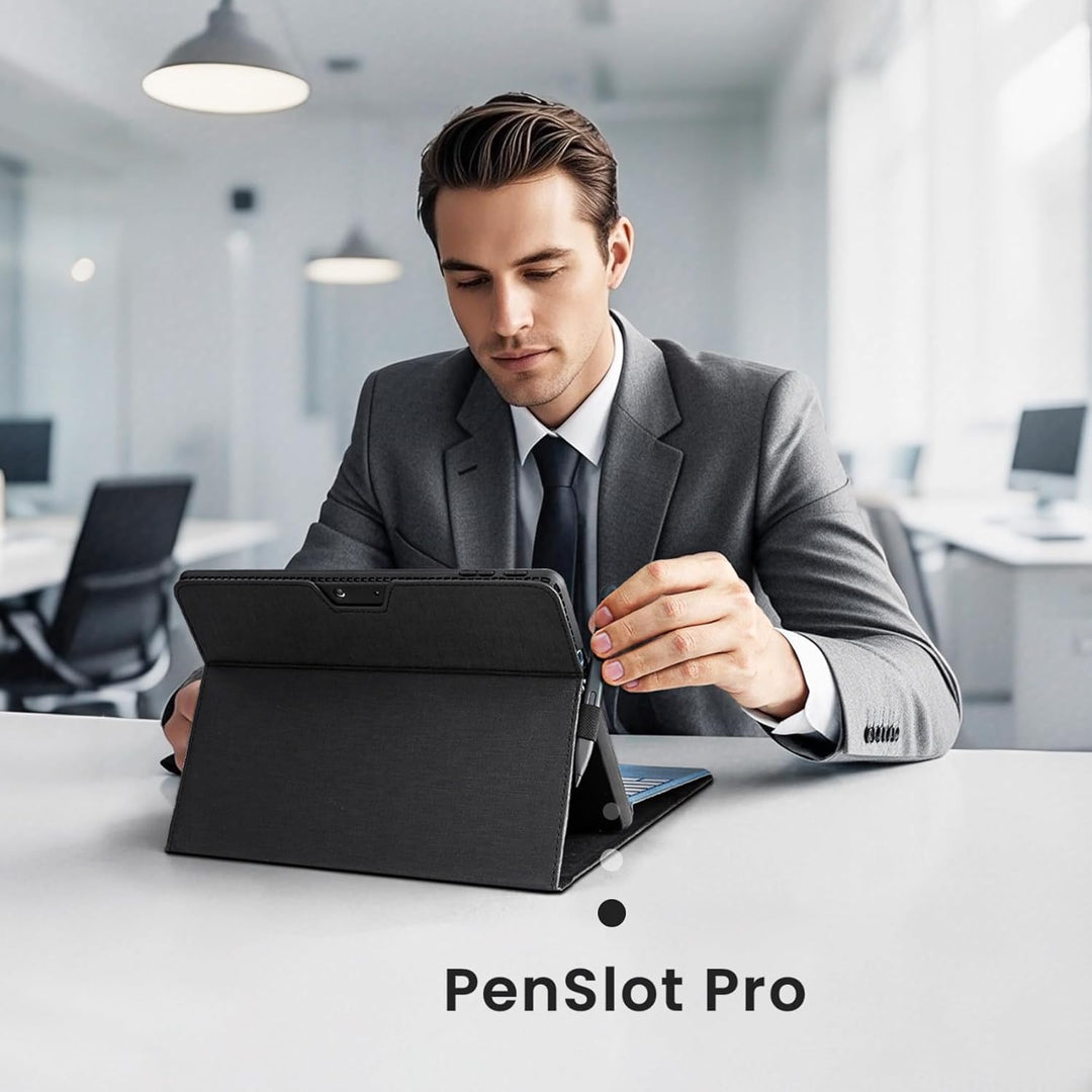 Omnpak Hülle für Surface Pro 9 Tablet, Business-Hülle mit Stifthalter, Einstellbarer Multi-Betrachtu