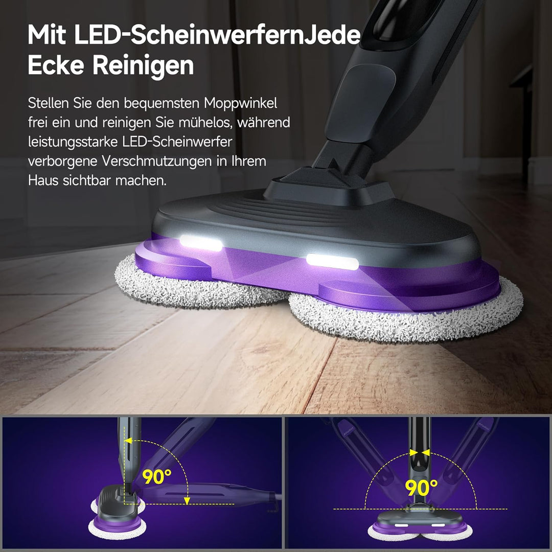 AlfaBot F2 Dampfreiniger – Dampfbesen mit 99,9%iger Desinfektion von Keimen und Bakterien, Dampf in