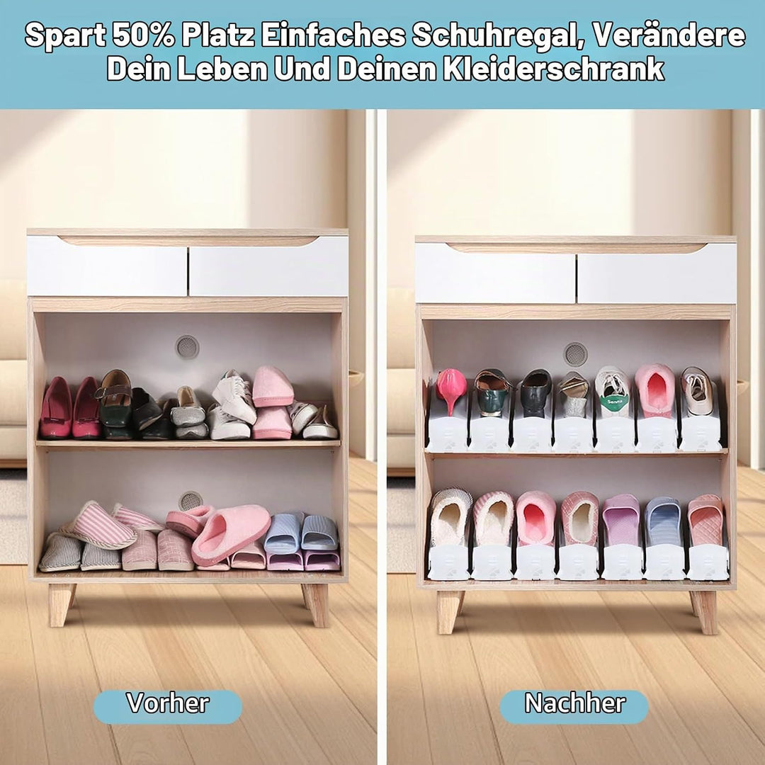 Einstellbare Schuhregale-20er Pack,Doppelschicht Schuhstapler,Schuhstapler/Schuhhalter Set,Platzspar