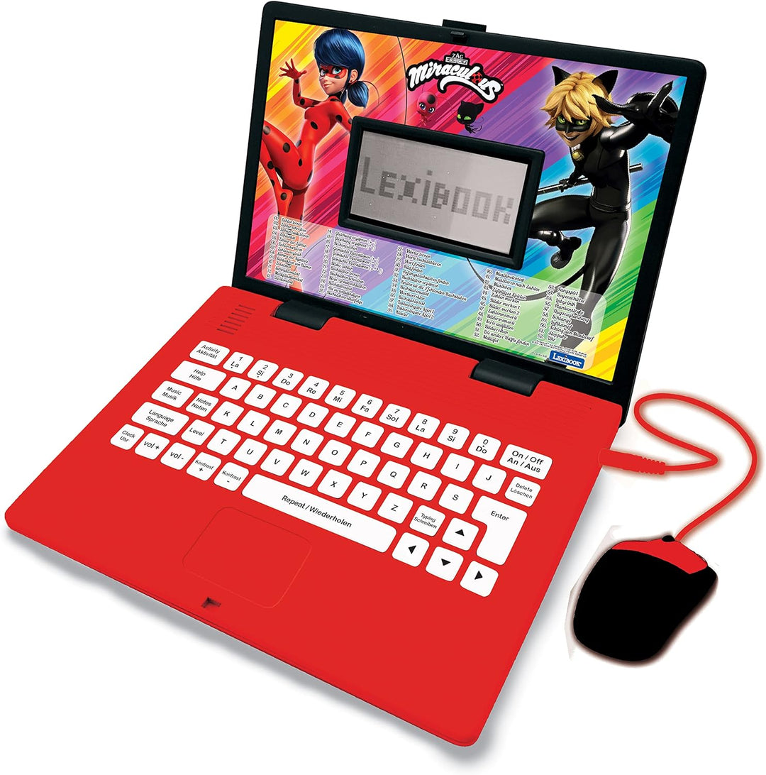 Lexibook JC598MIi3 Miraculous mit Ladybug-Zweisprachiger Laptop für Bildungszwecke Englisch und Deut