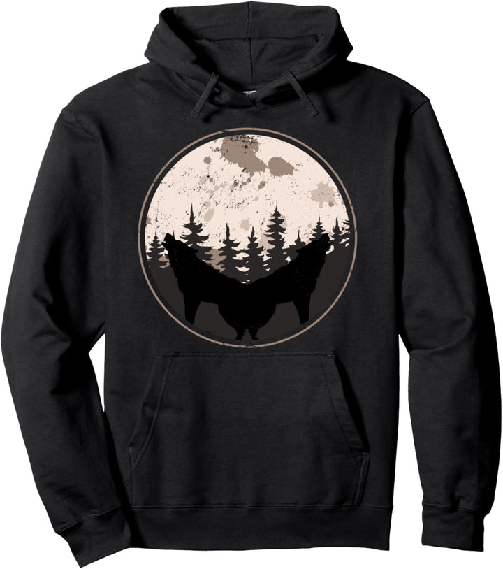 Wolfsrudel Wald Tier Mondlicht Raubtier Vollmond Wolf Pullover Hoodie